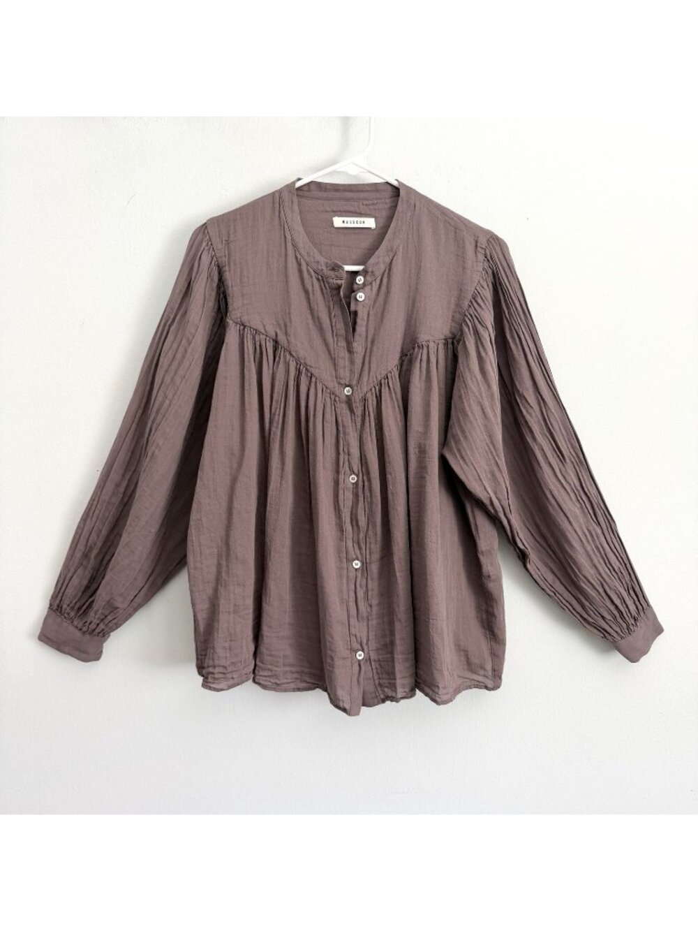 Masscob Purple Long Sleeve Button Down Cotton Blouse Women’s Size Medium